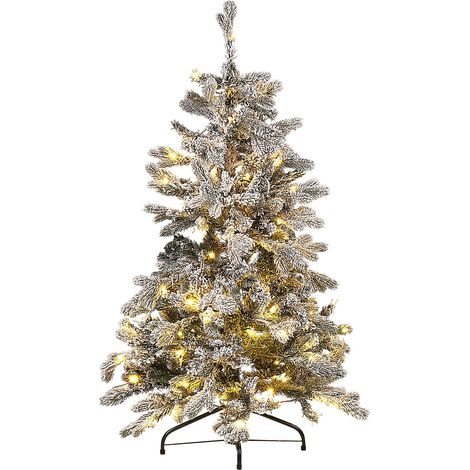 Albero di Natale artificiale innevato pre-illuminato con supporto in metallo 120 cm bianco Tatlow