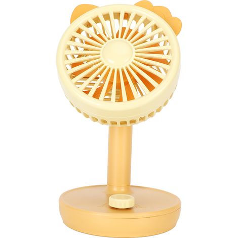 Petit ventilateur de bureau rechargeable par USB, 1200 mAh, angle et vitesse réglables, ergonomique et silencieux, jaune. Idéal pour la maison, le bureau ou l'école. (1/5)