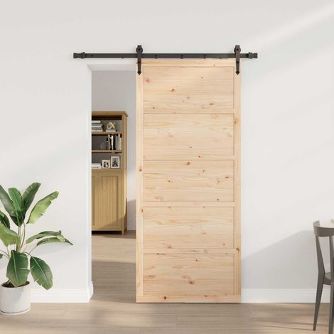 vidaXL  Sliding Door  Natural 80 x 208 cm Solid Pine Wood