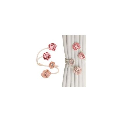 Raffhalter mit Rosenblüte – Elegante Deko-Raffhalter für Wohn- und Schlafzimmer – Crezuo