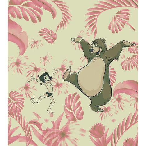 papier peint panoramique Dance the Jungle beige et rose  - Disney (1/3)