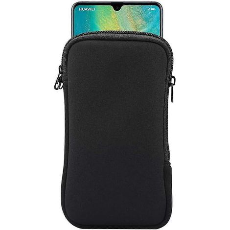 Pochette antichoc en néoprène, grande housse pour téléphone portable avec fermeture éclair et bandoulière, compatible avec les smartphones de 6 à 6,9 pouces, étui de protection pour les voyages (1/5)