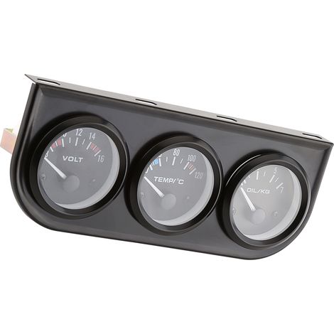 52-mm-Dreifachinstrument (3-in-1): Voltmeter, Wassertemperaturanzeige, Öldruckanzeige mit Sensoren – für PKW, LKW, Armaturenbrett, Komplettset (1/5)