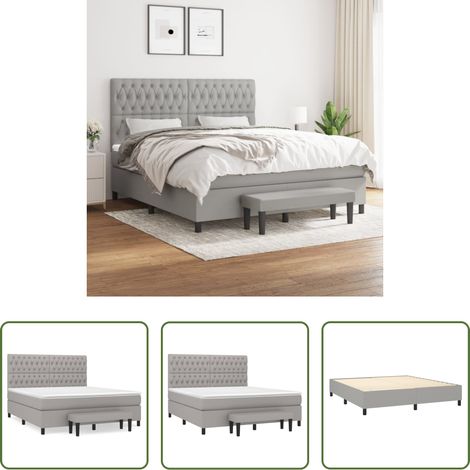 vidaXL Kopfteil - Boxspringbett mit Matratze Hellgrau 180x200 cm Stoff (1/5)