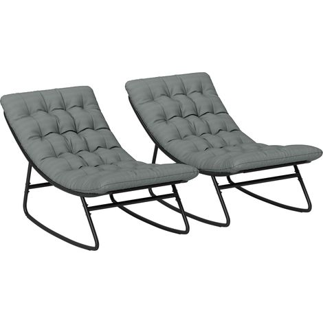 Lot de 2 chaises à bascule avec matelas SOPHY gris et noir (1/5)