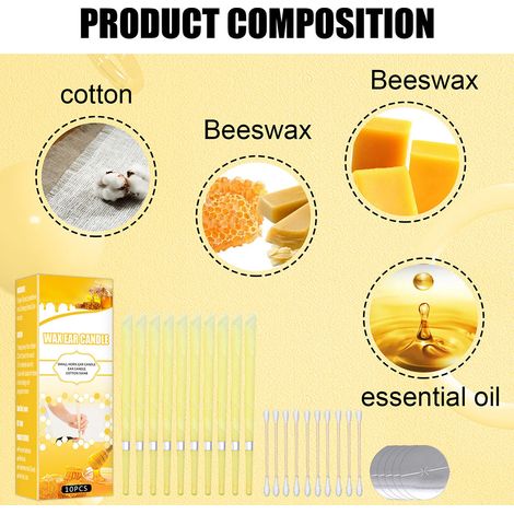 Bougies auriculaires pour le nettoyage des oreilles, bougies auriculaires en cire d'abeille naturelle, bougies auriculaires relaxantes (1/5)