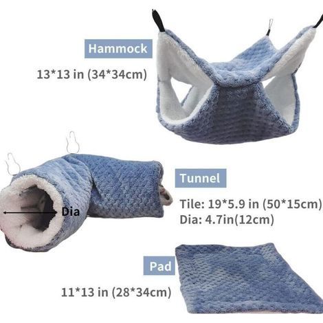3er-Pack Rattenhängematte, Meerschweinchen-Hängetunnel, warmes Bett, Käfigzubehör für Frettchen, Hamster, Chinchillas, Kurzkopfgleitbeutler – (1/3)