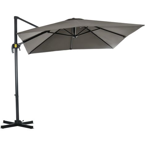 Parasol Gardenino 2,5x2,5 m manivelle rotation 360° inclinaison réglable gris clair