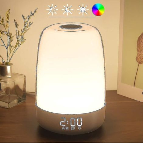 Touch-Nachtlicht mit Sonnenaufgangssimulator-Wecker, warmweiße Nachttischlampe mit 3 Helligkeitsstufen, Wecker-Wiederholungsfunktion zur Förderung des Schlafs. (1/4)