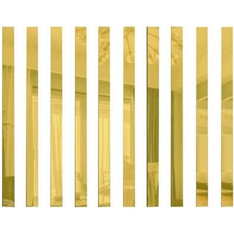 Lot de 10 miroirs en plastique - Longue bande - Carreaux en acrylique - Autocollants muraux pour décoration de maison. salon. chambre à coucher (doré. 5 x 20 cm) (1/4)