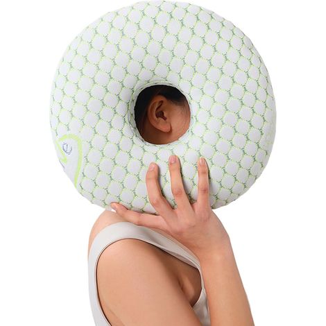 Coussin À Boucles D'Oreilles Oreiller Ergonomique Doux Et Lavable Repose-tête Confortable Pour À La Maison, Au Bureau, Yoga , Camping, Spa, Auto, Repos Avion (1/5)