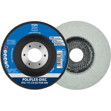 PFERD TOOLS Poliflex Disc PFD Ø 115x14 mm Bohrung-Ø 22,23 mm Bindung PUR Mittelhart SIC60 5 Stk (1/5)