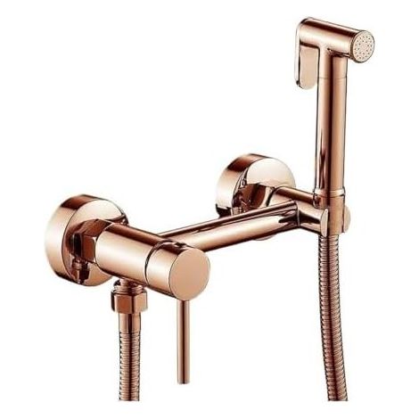 Bidetarmatur aus Messing mit Halterung, Brause und Warm-/Kaltwassermischer, wandmontierter WC-Bidet-Sprühkopf, Badezimmeraccessoires mit hohem Wasserdruck (Roségold) Roségold - (1/3)