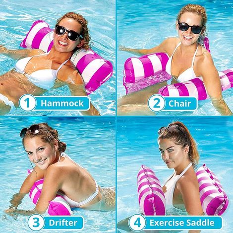 Lit flottant gonflable, hamac aquatique 4 en 1, chaise longue de piscine, matelas pneumatique, hamac gonflable pour adultes et enfants (1/5)