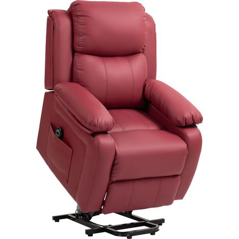 Poltrona Alzapersona Reclinabile con Poggiapiedi e Telecomando 76x90x105 cm Rosso (1/5)
