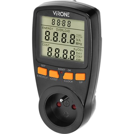 Wattmetro Orno a doppia tariffa con display LCD, nero (1/5)