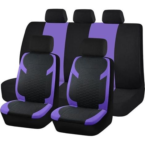 Housses de Siège Auto Complètes,Douces et Respirantes,Avant et Banquette Arrière,Confort Sportif,Universelles pour Voiture,Voilet (1/5)