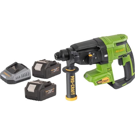 Martillo perforador a batería Procraft PHA40bb 20 V 2,6 J SDS plus sin escobillas + 2 baterías de 4,0 Ah + cargador