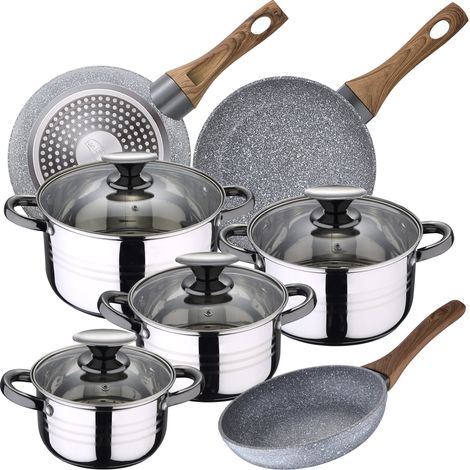 Bateria de cocina 8 piezas SAN IGNACIO Dina de acero inoxidable con juego de sartenes (22/24/26 cm) SAN IGNACIO Daimiel en aluminio forjado (1/5)