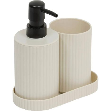 Lot de 3 Accessoires de Salle de Bain "Mily" 17cm Beige