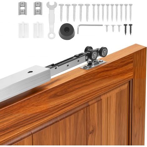 Schiebetürbeschlag-Set 1441 mm, Schiebetürschiene mit Soft-Close für Sanftes & Leises Gleiten, Schiebetürsystem für Einzeltüren (25–45 mm Dicke / 762 mm Breite), Aluminiumlegierung (1/5)