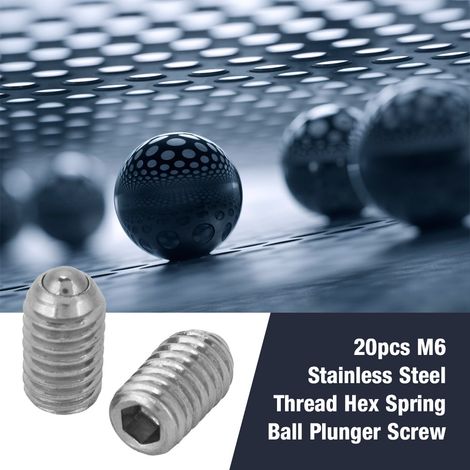 20 pièces lot Vis à bille à ressort hexagonal en acier inoxydable filetée (M6x10) (1/5)