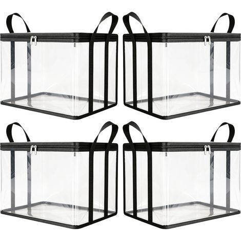 Boîtes de déménagement – 4 sacs de rangement imperméables réutilisables empilables avec couvercles Sacs d'emballage transparents, bacs de rangement Pour vêtements jouet chaussure blanchisserie (1/5)
