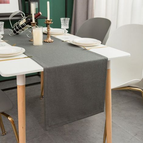 Chemin de table toile de jute, 30x120 cm, Etanche, Design classique, Convient pour maisons, hôtels, salle à manger, Style moderne (1/5)