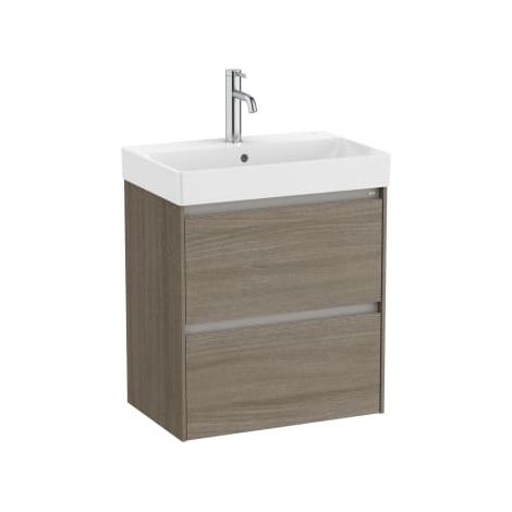 MUEBLE LAVABO BLANCO 550X360 ONA COMPACT 2 CAJONES LED OLMO OSCURO