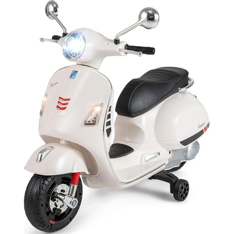 COSTWAY Moto électrique pour enfants, moto Vespa 12 V avec phares LED et klaxon, moto électrique pour enfants 2-3 km/h avec roues stabilisatrices, véhicule électrique pour garçons et filles de 3 à 6 a (1/3)