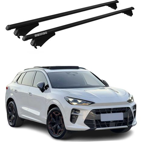 Menabo Dachträger Grundtäger kompatibel mit Cupra Terramar 2024-2026 Aluminium 75kg Schwarz 2tlg Geschlossene Reling für Fahrradträger, Dachboxen, Skiträger Abschließbar (1/5)