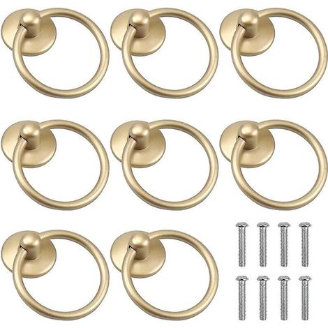 8 Pcs Poigne - Or Bross De Porte Vintage Poigne De Meuble  Anneau Pour Cabinet Tiroir Commode