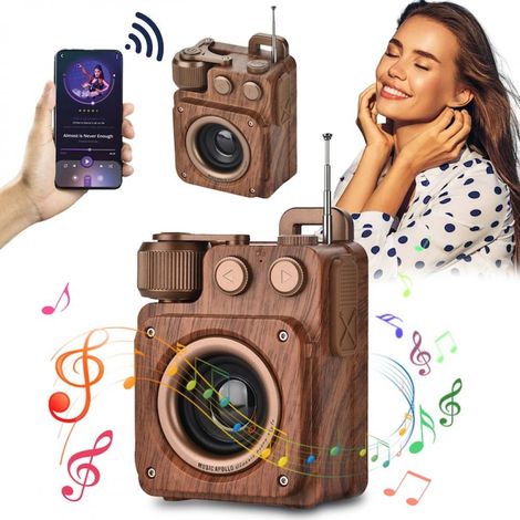 Enceinte Bluetooth sans fil A16, haut-parleur rétro Huali Gold