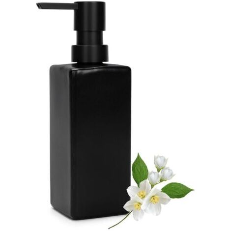 BUNTHAUS Distributeur de savon, de liquide vaisselle, avec plateau, distributeur de savon et de liquide vaisselle, distributeur de shampoing, 350 ml, noir pour cuisine et douche (1/4)