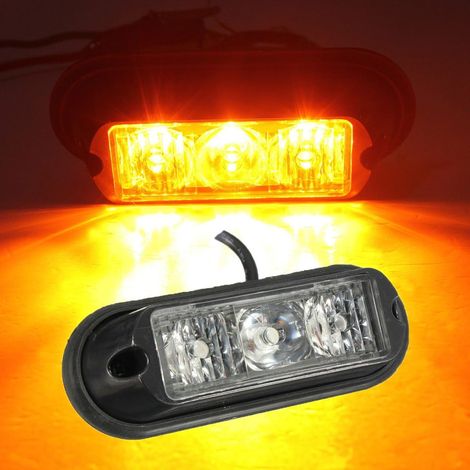 3 LED Clignotant Stroboscope Lampe de récupération Feux de signalisation Panne de Tronc camions Ambre