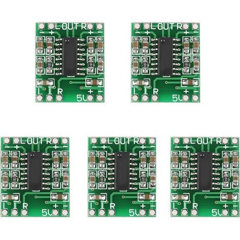 Lot de 5 modules d'amplification audio numérique ultra-compacts 3W+3W de type D PAM8403 (2,5V-5,5V). (1/5)