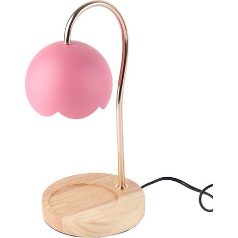 Lampe chauffe-bougie parfumée, diffuseur de cire parfumée, intensité variable, lanterne en métal avec socle en bois, pour chambre à coucher, prise européenne