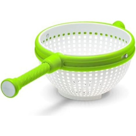 Égouttoir à salade convertible en essoreuse Spina – Acier inoxydable, 2 en 1, design ergonomique et compact
