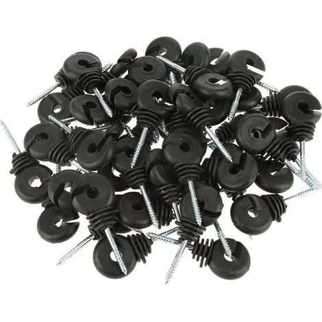50 isolateurs d’anneaux de clôture électrique – noir – 9 cm – pour poteaux bois (1/5)