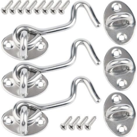 Loquet de cabine 2 pièces avec vis de montage pour fenêtre, porte de grange, abri de jardin, garage (7,5 cm) Argent