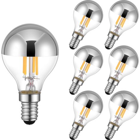 G45 Kopfspiegellampe est une ampoule à filament LED, Le pack de 6 lampes LED avec une douille E14, imitant le style classique d'une ampoule Edison(Lot de 6) (1/5)
