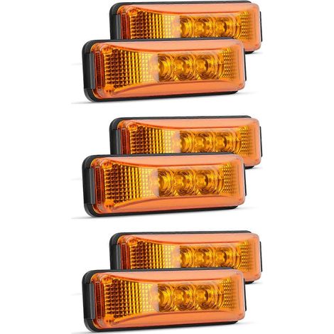 Lot de 6 feux de position latéraux avant et arrière à 3 LED (3,9 pouces) pour camions et remorques, avec éclairage ambre. (1/5)