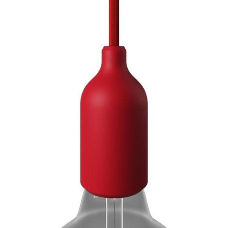 Kit portalampada E27 in silicone con serracavo nascosto Rosso
