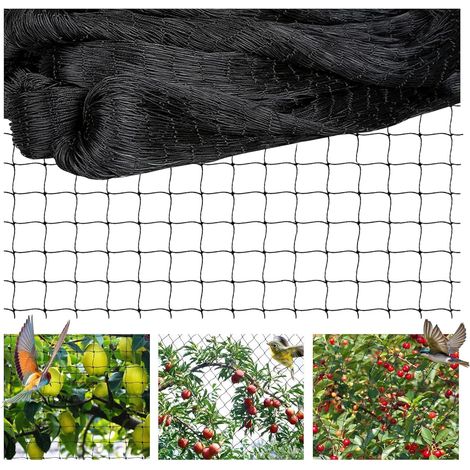 7.5m X 15m Filet Anti Oiseaux, Filet Protection Oiseaux Noir, Utilisé pour Protéger Les Jardins, Les Plantes et Les Raisins du Préjudice (Mailles De 1.5 X 1.5 cm) (1/5)