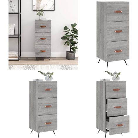 Buffet Sonoma gris 34,5x34x90 cm Bois d'ingénierie - Buffet Moderne - Meuble De Rangement - Commode - Armoire Murale - Design Scandinave - Home & Living (1/5)