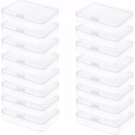 Boîte Rangement - 18 Pièces - Plastique Transparent - Couvercle Charnière - Bijoux Pilules Perles - 9,5x6,5x2,6cm (1/5)