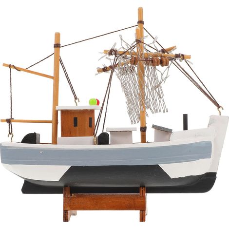 Modèle de Bateau en Bois Décoratif pour Fête, Figurine de Voilier Rustique Méditerranéenne, Ornement Polyvalent pour Maison Côtière et Centre de Table (1/5)