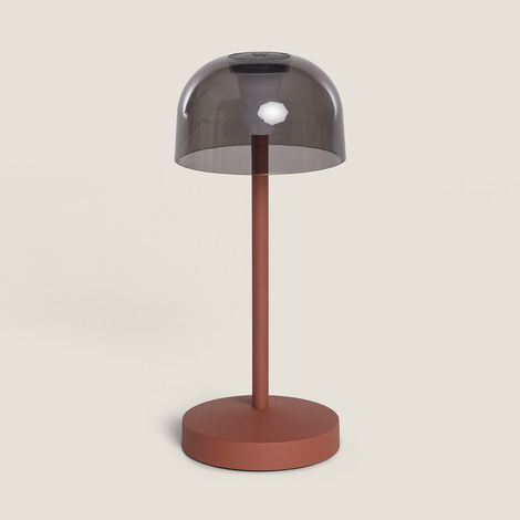 Lampada da Tavolo LED Portatile per Esterni Metallo con Batteria USB Ricaricabile Lendora Smoke Terracotta