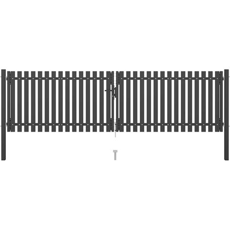 Portail de jardin en acier 400 x 75 cm anthracite