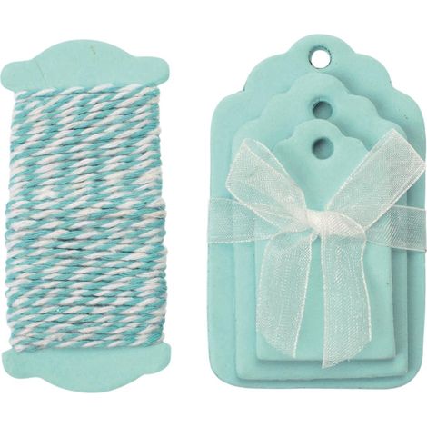 Glorex Papier-Etiketten hellblau 5-8 x 3-5cm, 15 Stück Anhänger